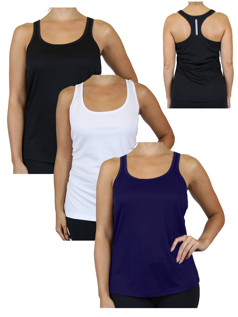 Galaxy By Harvic Women's Moisture Wicking Racerback Tank-3 Pack (S-3XL)